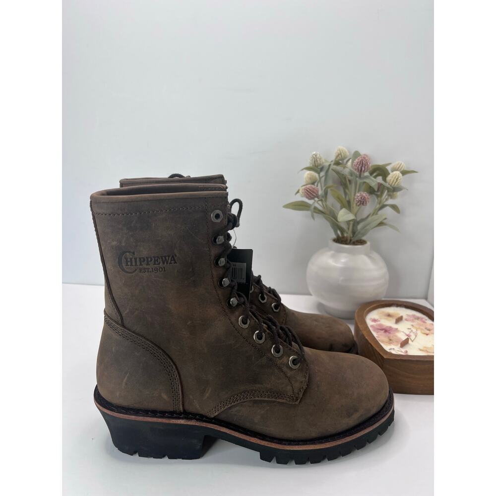Chippewa Classic 2.0 Wood 8" Leather Work Boots Brown Men's 10EE Soft Toe